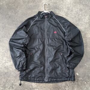 Vintage Starter Windbreaker Jacket Mens M Black Y2K Track Gym Training Workout